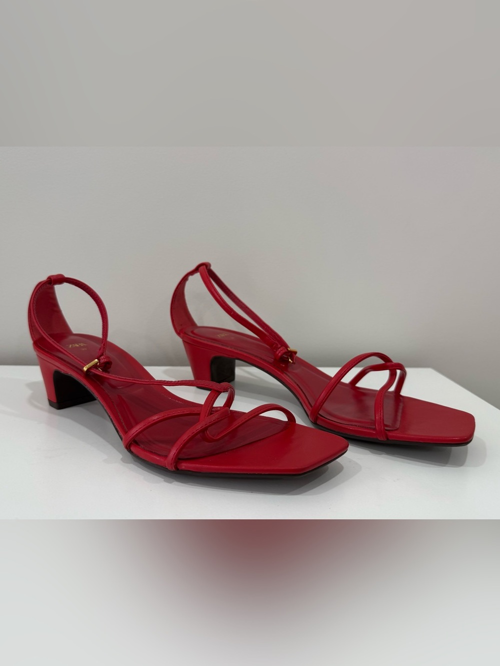 Zara Red Heeled Sandals - Picture 2 of 6